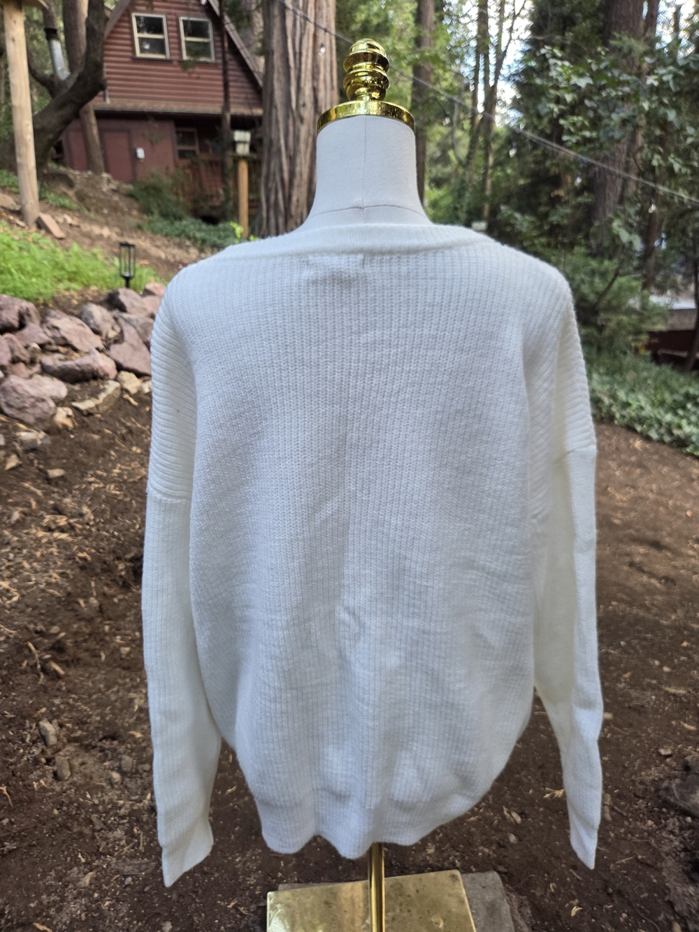 Mainstrip Boutique Fall Autumn Hello Pumpkin White Knit Sweater - Picture 8 of 8